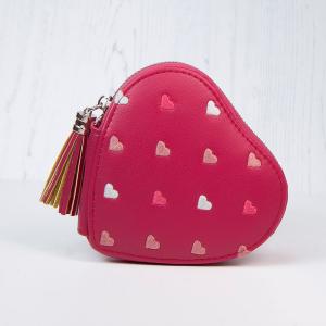 Gorgeous Pink Heart Shaped Purse with Faux Leather Tassel